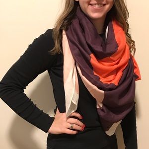 LOFT Maroon & Pink Scarf with White Trim