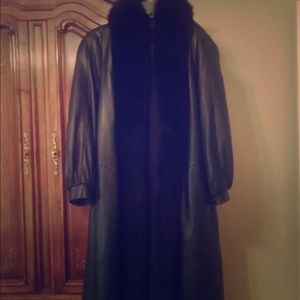 Leather full length coat