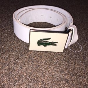 Men's white Lacoste belt