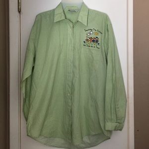 Green gingham "teacher" blouse
