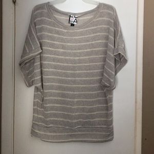 Gray and white striped blouse