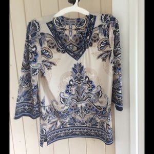JM Collection tunic size Medium blue/beige/tan