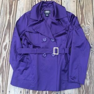 Purple B Moss satiny trench coat