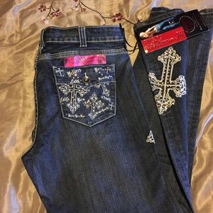 Cowgirl Tough Jeans with cross, NWT