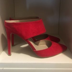 Express pointy toe heeled mules