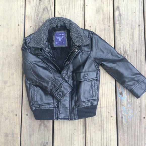 Zara kids Black faux-leather jacket