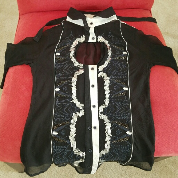 Beautiful Tim Van Steenbergen Crystal Detail Blous - Picture 3 of 4