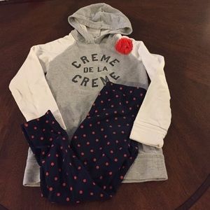 Creme De La Creme outfit with polka dot leggings