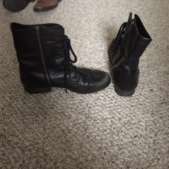 Steve Madden Black Combat Boots - Picture 3 of 4