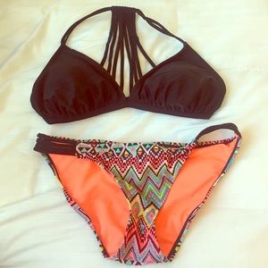 Bright color and black contrast Bikini