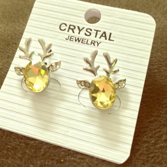 Jewelry - Citrine Crystal Deer Earrings