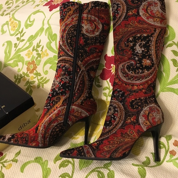 Glamorous sparkly knee length suede boots