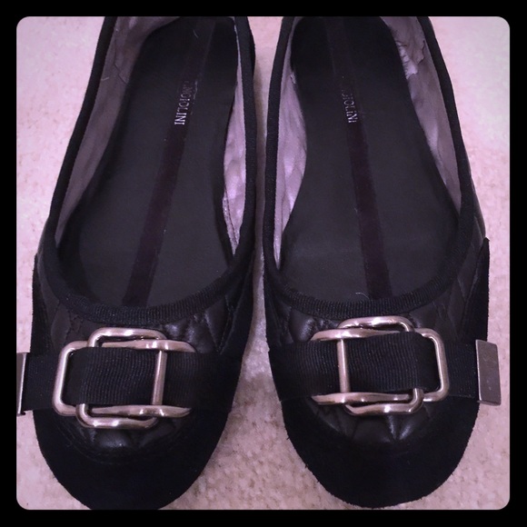 Black leather/suede flats