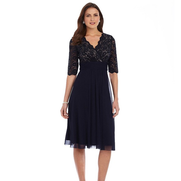 Navy lace-top dress