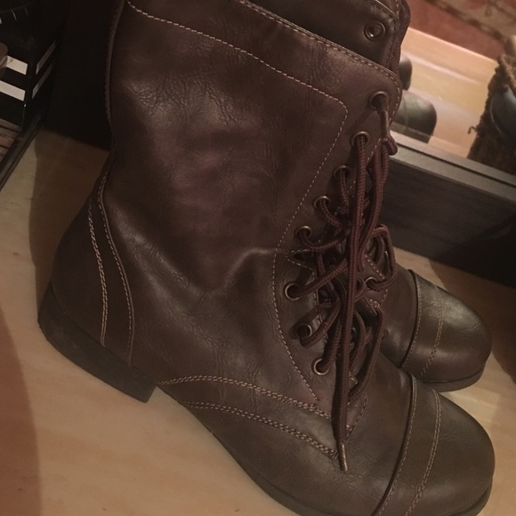 Brown combat boots