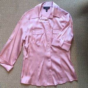 bebe Pink Silk Shirt. Size XS.