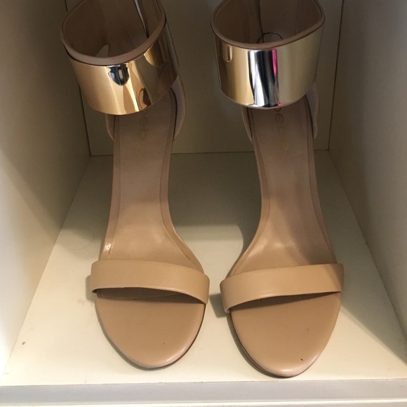 bebe gold cuff heels