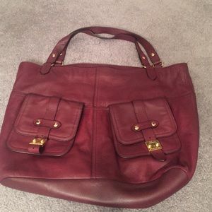 Ralph Lauren Burgundy Wine leather tote
