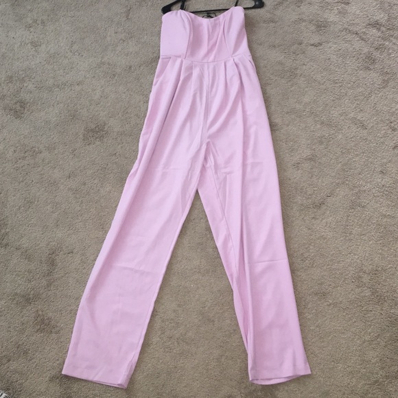 Pinkish purple strapless jumpsuit