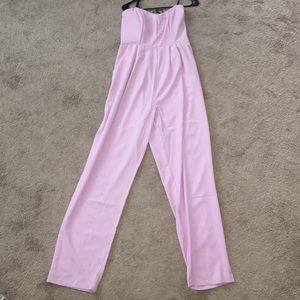Pinkish purple strapless jumpsuit
