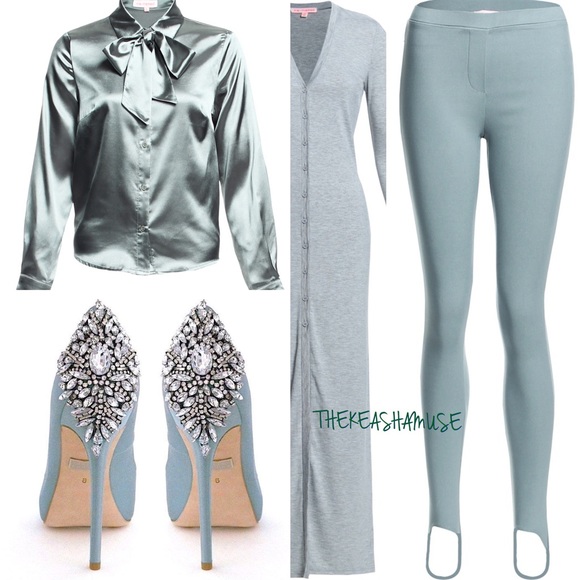 STURRUP LEGGINGS, DUSTER CARDIGAN , GLITTER BLOUSE
