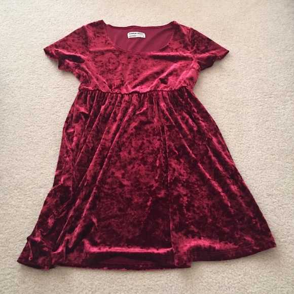 Crushed red velvet dress