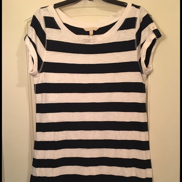 Size L Banana Republic navy blue & white dress
