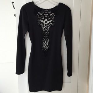Nasty Gal Dress the Population Black Crochet Dress