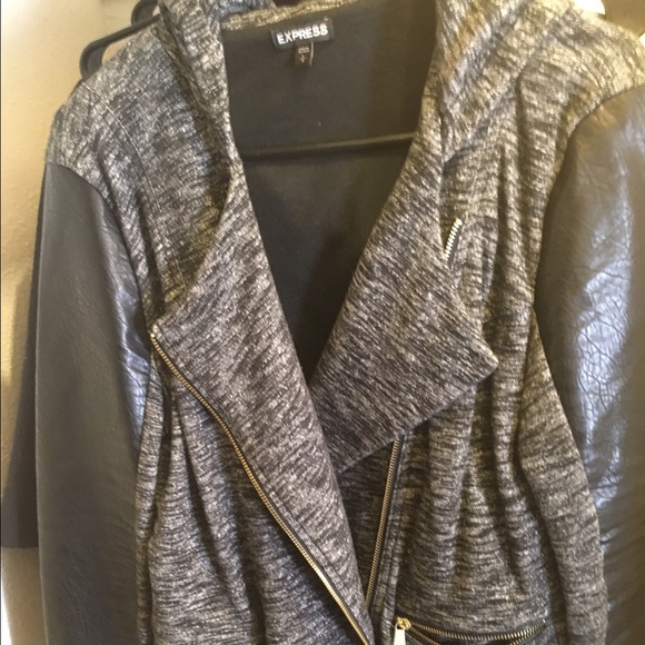 Knit and leather like jacket