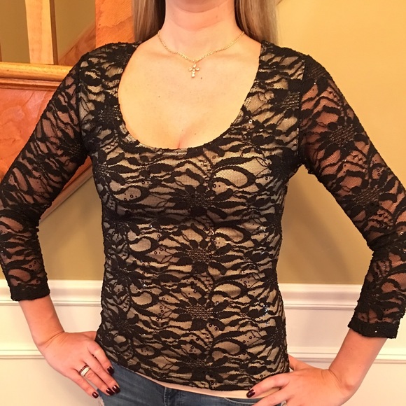 SALE!! NWOT Black Lace Top