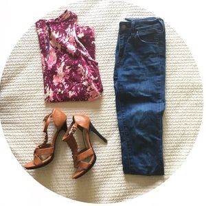 •Brown Ankle Strap Heels•