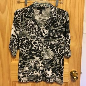 Button down leopard print blouse