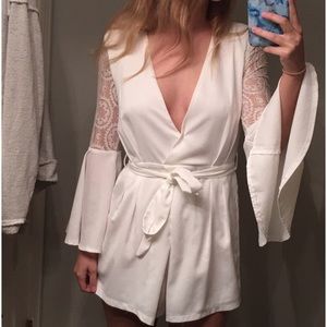 White Deep-V Romper size 8 (small)