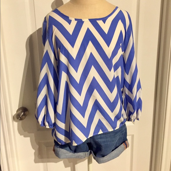 Blue and white chevron blouse