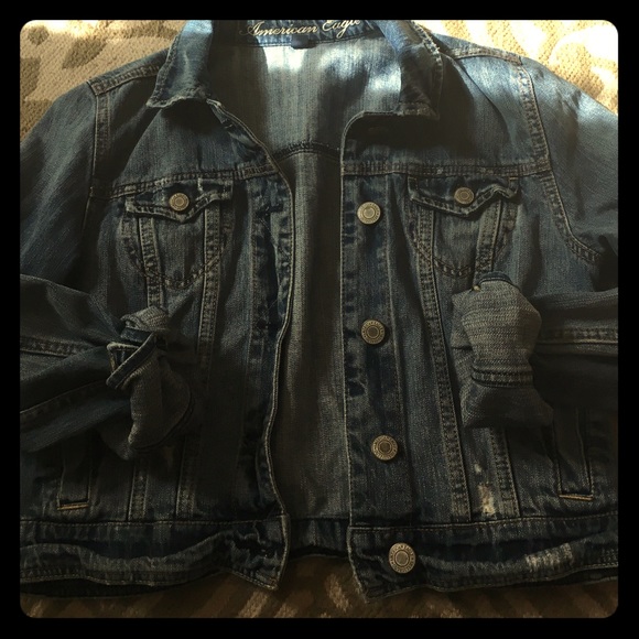 Destressed jean jacket