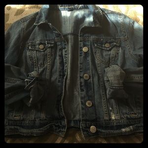 Destressed jean jacket