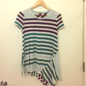 Striped, asymmetrical top