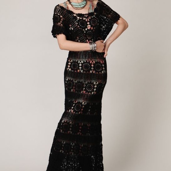 Free People Hand Crochet Maxi Dress