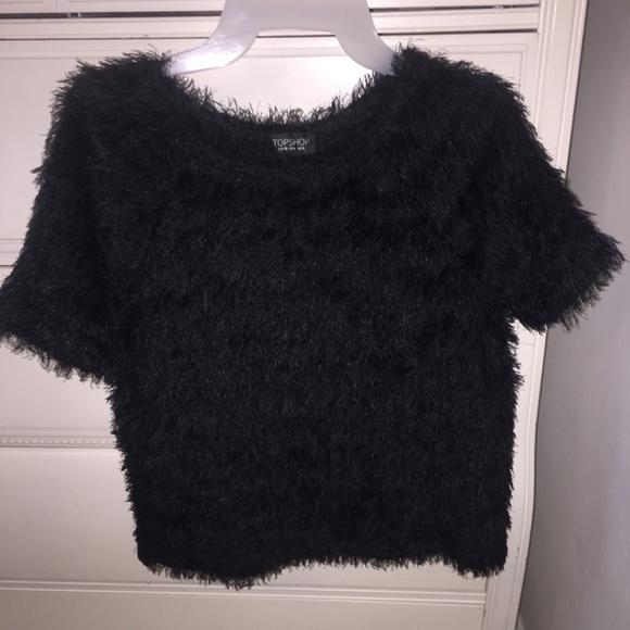 Black furry Topshop top