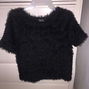 Black furry Topshop top