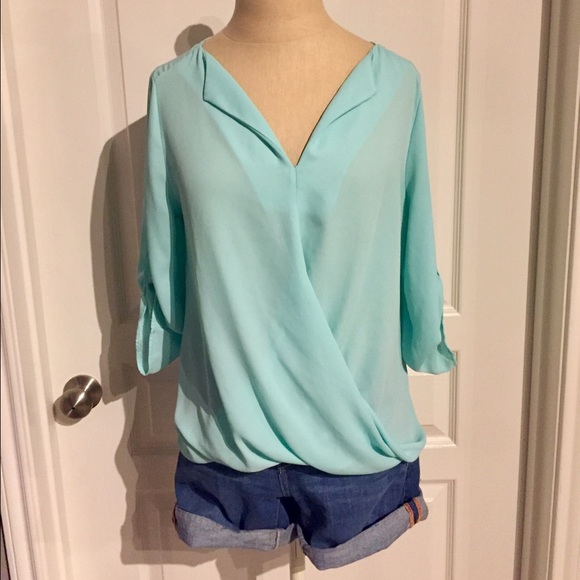 Mint 3/4 sleeve blouse