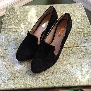 Black suede heels