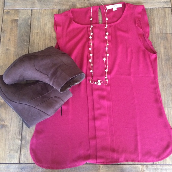 LOFT ruffle-front tank