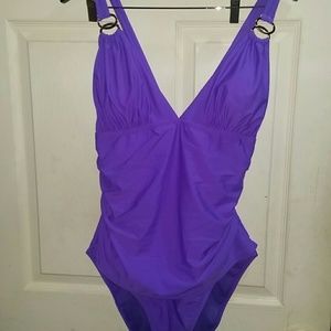Sexy purple one piece.