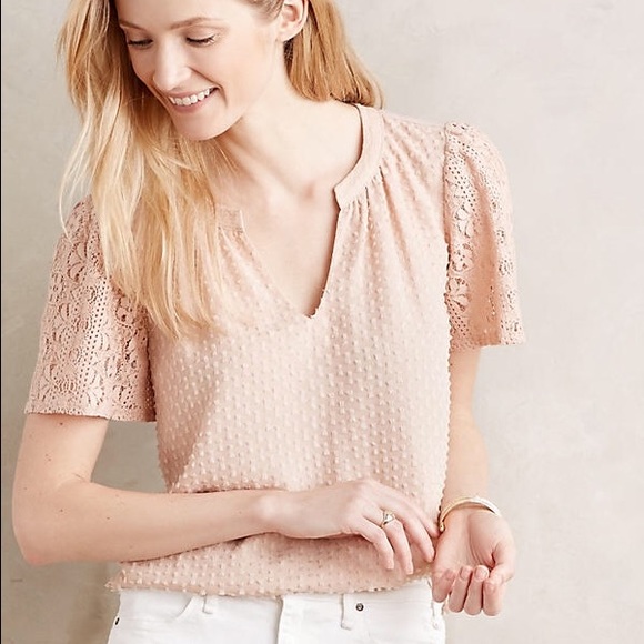 Anthropologie Pink Cora Clipdot blouse