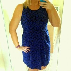 Blue and black chevron dress