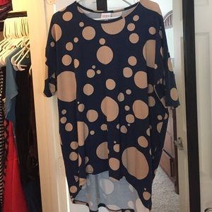 Lularoe Irma, XS. Brown and navy.