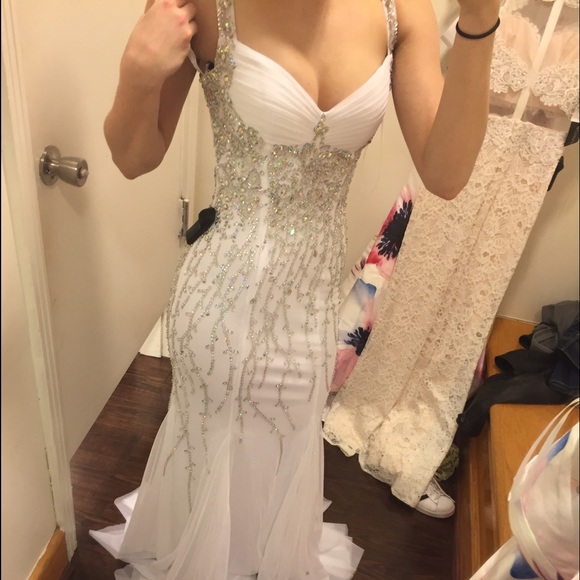 White Crystal Prom Dress