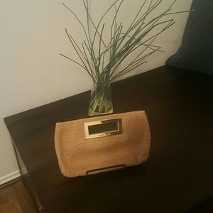 Michael Kors Berkley soft straw clutch. NWOT