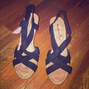 Black wedges, never worn!